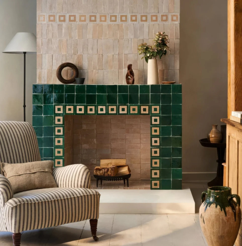 Medina Moss Green Porton Handmade Moroccan Zellige tiles. Ts&Cs: Always provide product link for digital use