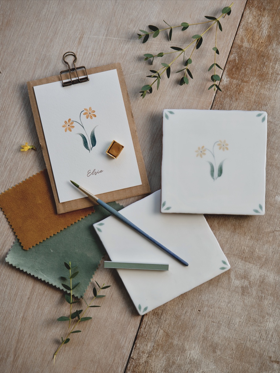 Elsie ceramic wall tiles from the Spring collection from Hyperion Tiles Ts&Cs: Always use product link for digital use