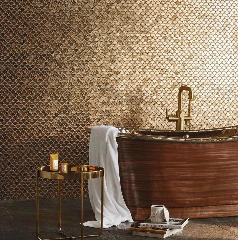Metallic Vitreum Aurum Fan Gold Glass Tiles - Ts&Cs: Always use product link for digital use