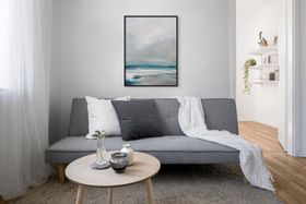 Spectral Light - Coastal Visions Sea Painting Print -  Black Framed Canvas