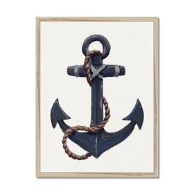 Anchor & Rope - Nautical Art Print - Natural Frame
