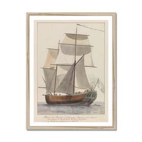 Vintage Ship Print - Sailing Yacht Art Print - Natural Frame