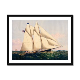 Vintage Ship Print - Henrietta Sailing Yacht Art Print - Black Frame