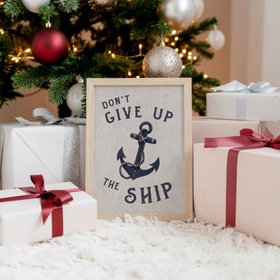 Don't Give Up The Ship - Nautical Art - Natural Framed