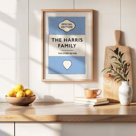 Custom Family Name Print - Cornish Blue - Natural Frame