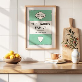 Custom Family Name Print - Jade Green - Natural Frame