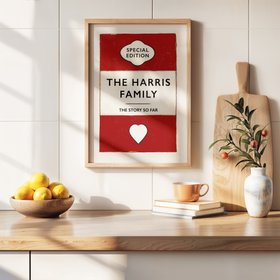 Custom Family Name Print - Red - Natural Frame