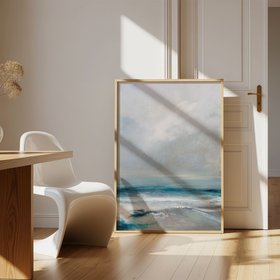 'Spectral Light' Coastal Visions Sea Painting Print - Natural Frame