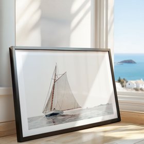 Sailing Yacht Painting | Vintage Watercolour Boat Print - Black Frame
