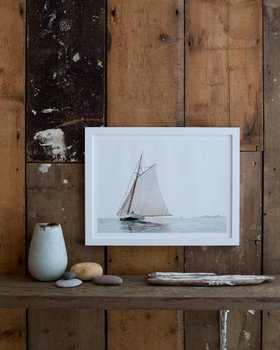 Sailing Yacht Painting - Vintage Sailing Boat Print - White Frame