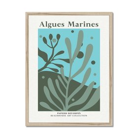 Algues Marines - Sage Green Seaweed Art Print - Coastal Wall Art - Natural Frame