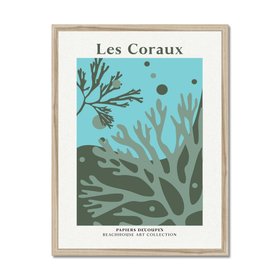 Les Coraux - Sage Green Coral Art Print - Coastal Wall Art - Natural Frame
