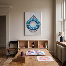 Don’t Give Up The Ship Life Buoy Painting - Natural Frame