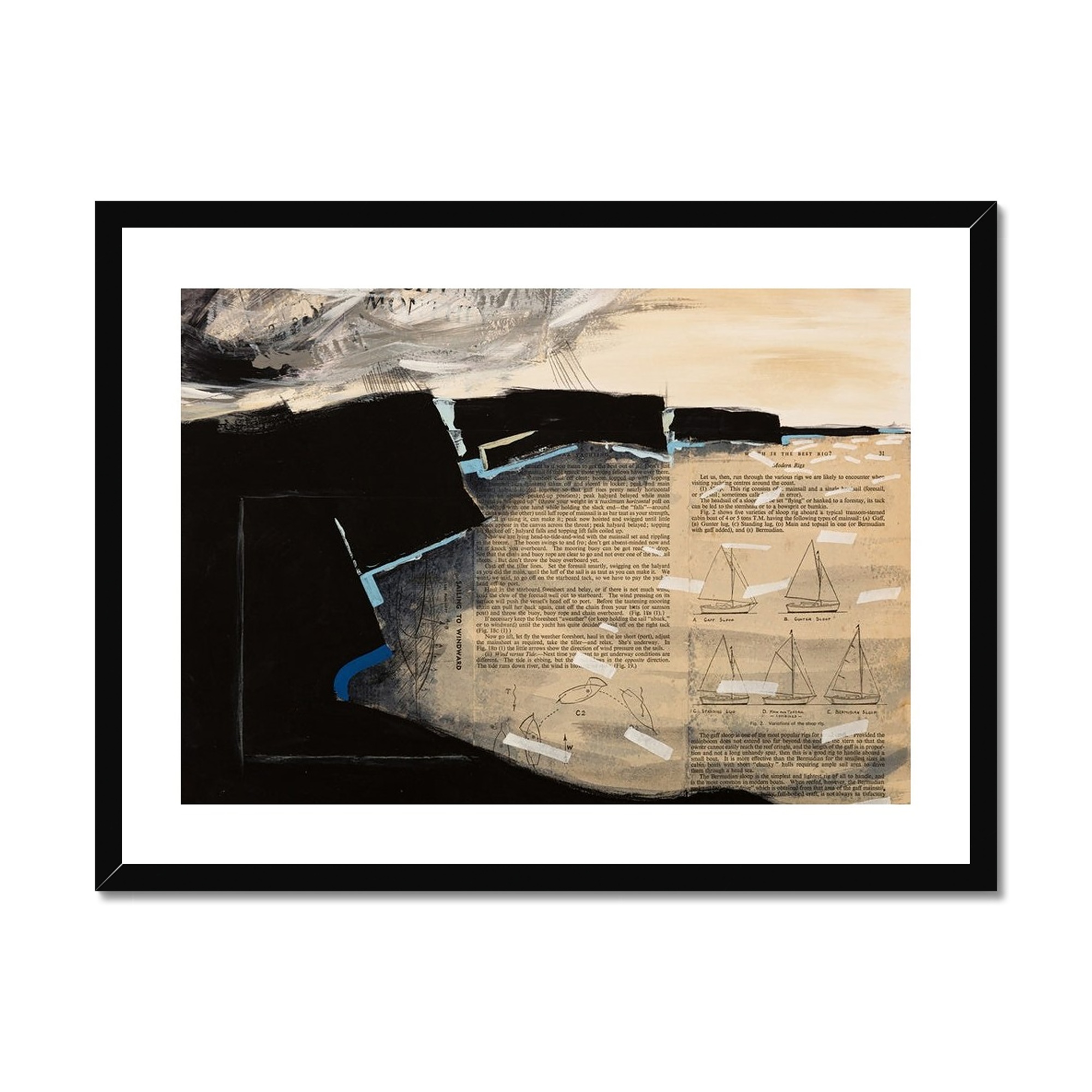 Sailing Bay: Modern Coastal Art - Black Frame