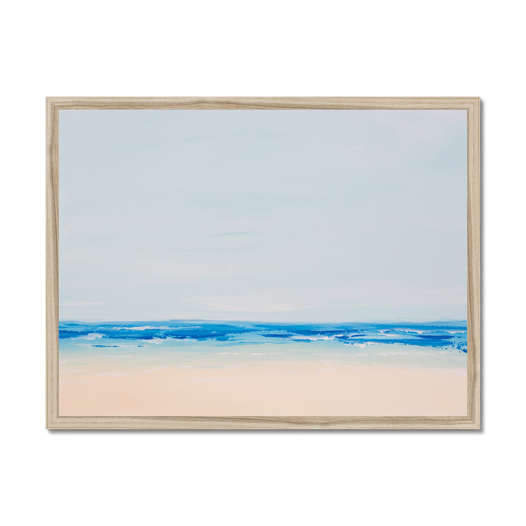 Beach on a Clear Day | Abstract Sea Painting - Natural Frame