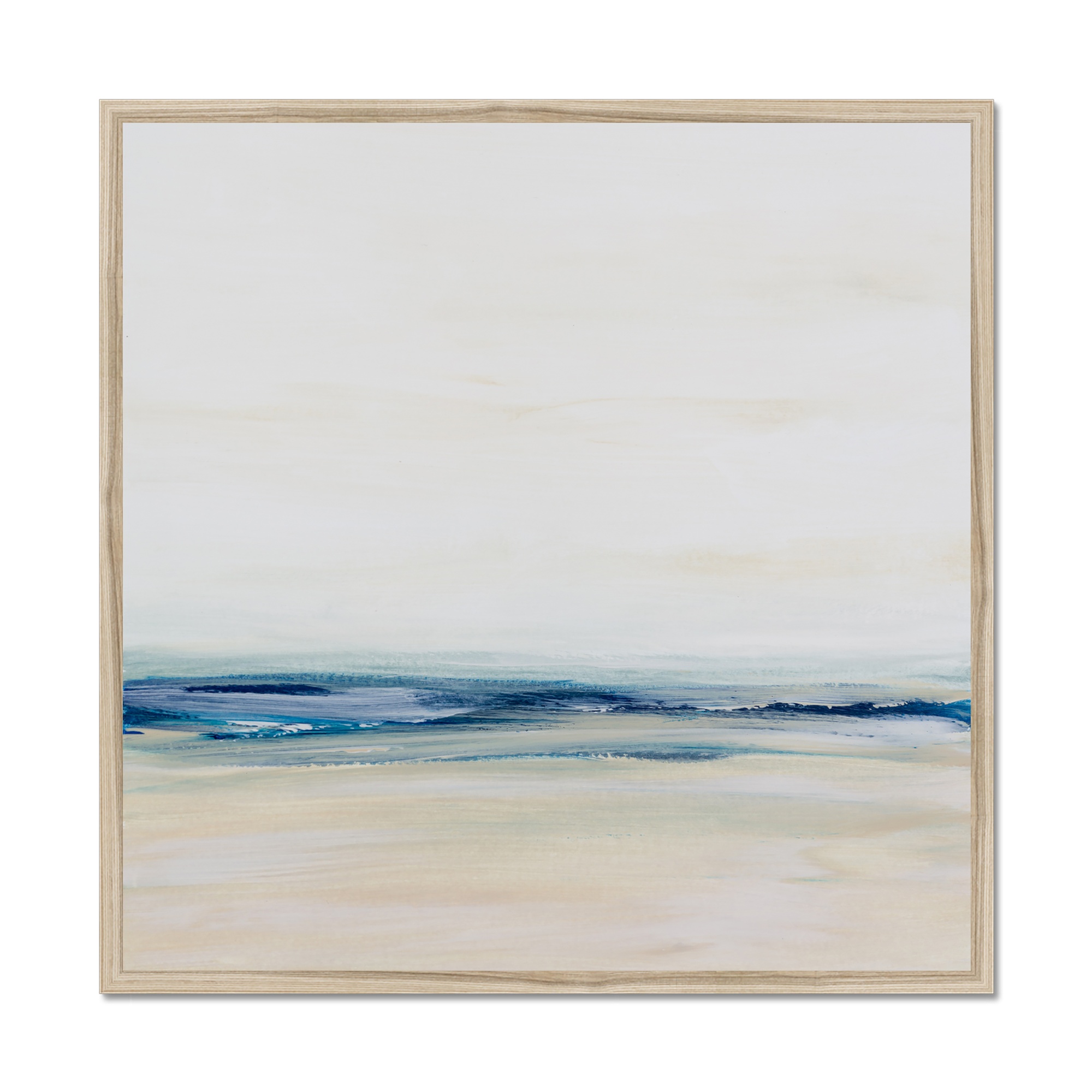 Coastal Study Painting | Square | Abstract Beach Painting - Natural Frame