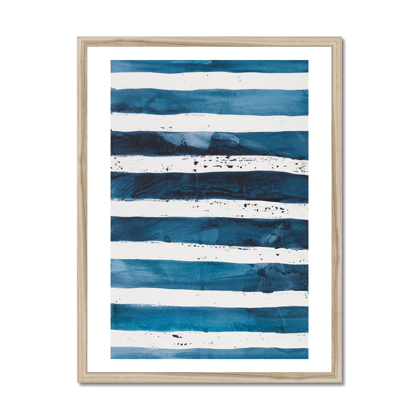 Sea Blue Wave Art 2| Abstract Lines Painting  - Framed