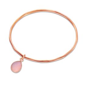Pink Opal Charm Bangle | Rose Gold / October
