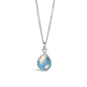 Blue Topaz Charm Necklace | Silver / December