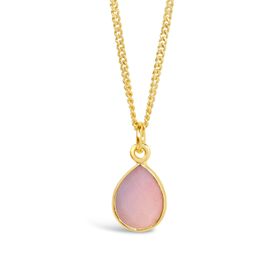 Pink Opal Charm Necklace | Gold / October