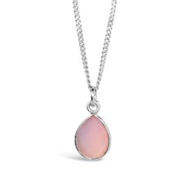 Pink Opal Charm Necklace | Silver/ October