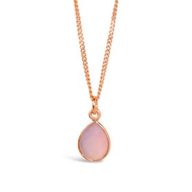 Pink Opal Charm Necklace | Rose Gold / October