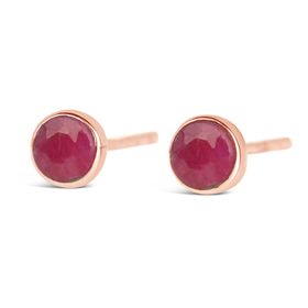 Ruby Mini Stud Earrings | Rose Gold / July