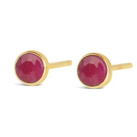 Ruby Mini Stud Earrings | Gold / July