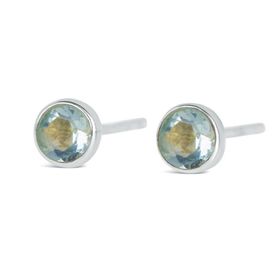BLUE TOPAZ MINI STUD EARRINGS | SILVER / DECEMBER