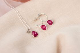 RUBY CHARM NECKLACE | SILVER / JULY