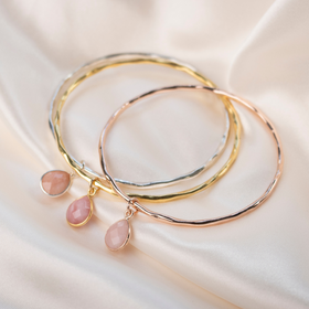 PINK OPAL CHARM BANGLE | GOLD / OCTOBER