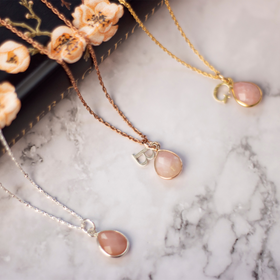 PINK OPAL CHARM NECKLACE | ROSE GOLD / OCTOBER
