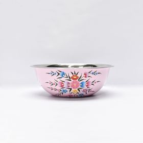 Jaipur - Hand Painted Stainless Steel Serving Bowl - Candy Pink