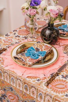 Kingfisher Blue Velvet Napkin Bows