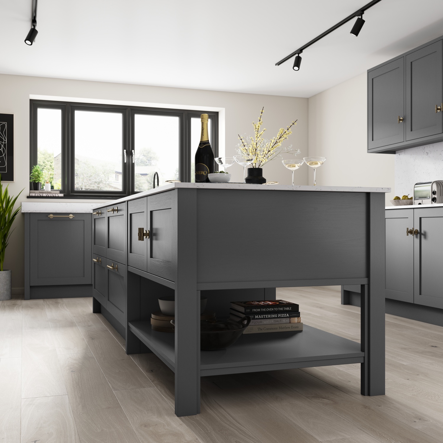 Benchmarx Kitchens Marlow island in storm grey