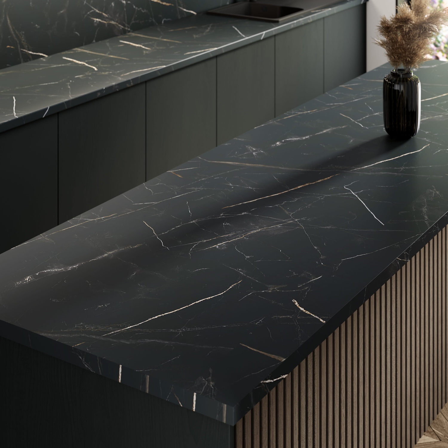 Bushboard Omega worksurface in Laurent Marble - 38mm
