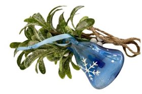 Dark Blue Glass Bell with White Snowflake