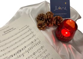 Red Tea Light with Gold Bethlehem Skyline