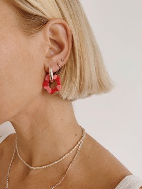 Red & pink Daisy Hoops_Sojourn Online_Pina Jewels
