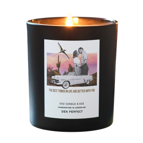 Valentines Retro Soy Candle Gift For Her Gift For Him Anniversary Candle Retro Collage Love Message Candle