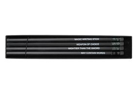 Writers Pencil Gift Set – Set of 4 Humorous Black and White Pencils