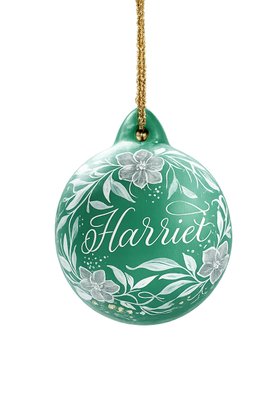 Pale Green Personalised Calligraphy Christmas Bauble