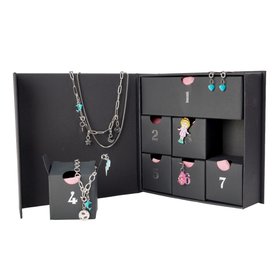 Black Retro Charm Advent Calendar - Silver