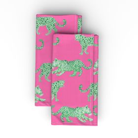 Leopard Parade Pink with Green Dinner Napkins bydanika_herrick
