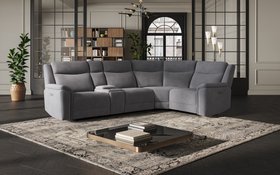 Savio 3 Corner 1 Sofa with Media Console & Black Charging Pad