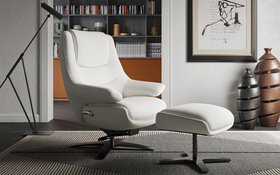 Mirandola Swivel Manual Recliner Chair & Swivel Footstool