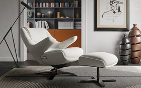 Mirandola Swivel Manual Recliner Chair & Swivel Footstool