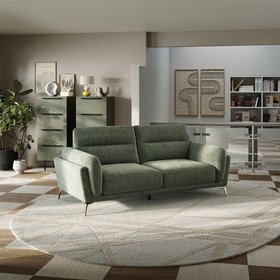 Calabrina 3 Seater Sofa Green Chenille Boucle