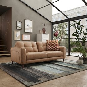 Provezza 3 Seater Leather Taupe Sofa