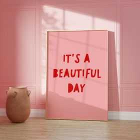 Beautiful Day Pink and Red Wall Poster Print